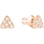Swarovski Facet Swan earring, white, pink gold plated - 5358058