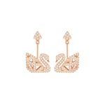 Swarovski Facet Swan earring, white, pink gold plated - 5358058