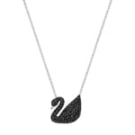 Swarovski Iconic Swan Halskette, schwarz, rhodiniert