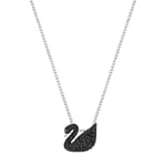 Swarovski Iconic Swan Halskette, schwarz, rhodiniert