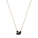 Swarovski Iconic Swan Halskette, schwarz, rosé vergoldet