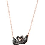 Swarovski Collier Iconic Swan, noir, métal doré rose - 5296468