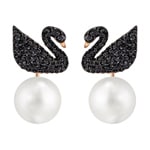 Swarovski Iconic Swan Ohrstecker mit Jackets, schwarz, rosé vergoldet - 5193949