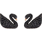 Swarovski Iconic Swan Ohrstecker mit Jackets, schwarz, rosé vergoldet - 5193949