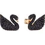 Swarovski Iconic Swan Ohrstecker mit Jackets, schwarz, rosé vergoldet - 5193949