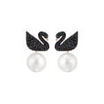 Swarovski Iconic Swan Ohrstecker mit Jackets, schwarz, rosé vergoldet - 5193949