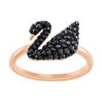 Swarovski Iconic Swan Ring, schwarz, rosé vergoldet - M5366574