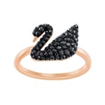 Swarovski Iconic Swan Ring, schwarz, rosé vergoldet - M5366574