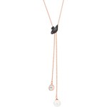 Swarovski Iconic Swan Y-necklace, black, pink gold plated - 5351806