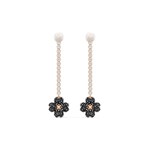 Swarovski Boucles d'oreilles Latisha Flower, noir, métal doré rose - 5516426