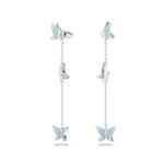 Swarovski Lilia Drop-Ohrhänger Schmetterling, Blau, Rhodiniert