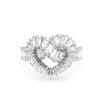 Swarovski Matrix Cocktailring Verschiedene Schliffe, Herz, Weiss, Rhodiniert - M5648290