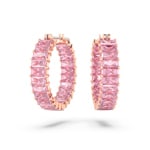 Swarovski Créoles Matrix Taille baguette, Roses, Placage de ton or rosé - 5657726