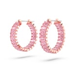 Swarovski Créoles Matrix Taille baguette, Roses, Placage de ton or rosé - 5657726