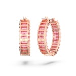 Swarovski Créoles Matrix Taille baguette, Roses, Placage de ton or rosé - 5657726