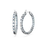 Swarovski Matrix Creoles Round cut, Blue, Rhodium plated - 5647446