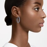 Swarovski Matrix Creoles Round cut, Blue, Rhodium plated - 5647446