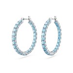 Swarovski Matrix Creoles Round cut, Blue, Rhodium plated - 5647446