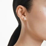 Swarovski Matrix Ohrstecker Kristallperle, Rundschliff, Weiss, Rhodiniert - 5694225