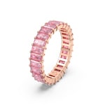 Swarovski Bague Matrix, Taille baguette, Rose, Placage de ton or rosé