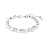Swarovski Matrix Tennis Armband Kristallperlen Rund Weiss rhodiniert