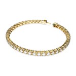 Swarovski Matrix Tennis bracelet Cylindrical grinding, small, white, Gold-tone plated - 5657664