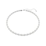 Swarovski Matrix Tennis Halskette, Kristallperle, Rundschliff, Weiss, Rhodiniert
