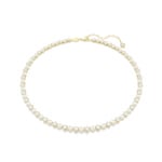 Swarovski Matrix Tennis Halskette Kristallperlen Weiss vergoldet