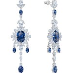 Swarovski Palace Chandelier earrings, blue, rhodium plated - 5498817