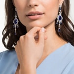 Swarovski Palace Chandelier earrings, blue, rhodium plated - 5498817
