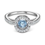 Swarovski Sparkling Dance Round ring, turquoise, rhodium plated - M5537793