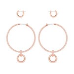 Swarovski Stone Creoles Set, pink, pink gold plated - 5426004