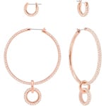 Swarovski Stone Creoles Set, pink, pink gold plated - 5426004