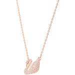 Swarovski Swan necklace, white, pink gold plated - 5121597