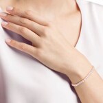 Swarovski Tennis bracelet, white, pink gold plated - 5464948