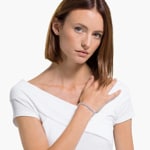 Swarovski Tennis Deluxe bracelet, blue, rhodium plated - 5536469