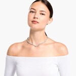Swarovski Tennis Deluxe V-necklace, white, rhodium plated - 5556917