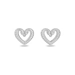 Swarovski Clous d'oreilles Una, Cœur, petites, blanches, métal rhodié - 5625535