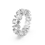 Swarovski Matrix Vittore Pear ring, white, rhodium plated