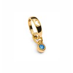 Anneau de baptême or jaune 375/9 K avec zircone bleu clair