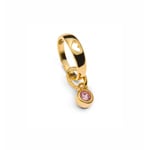 Anneau de baptême or jaune 375/9 K avec zirconia rose