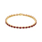 Bracelet rivière or jaune 750/18 ct avec rubis et diamants 0.45 ct H/si