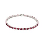 Bracelet rivière or gris 750/18 ct avec rubis et diamants 0.45 ct H/si