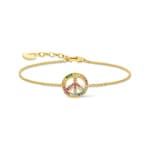 Thomas Sabo Armband mit Peace-Zeichen und bunten Steinen vergoldet