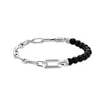 Thomas Sabo Rebel Updates bracelet with black onyx beads and chain links silver