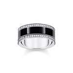 Thomas Sabo silver blackened band ring with black cold enamel and zirconia