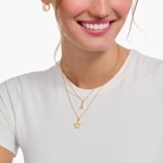 Thomas Sabo Basics Gold-plated necklace with letter pendant A and white zirconia - KE2240-414-14-L45V