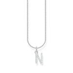 Thomas Sabo Basics Silver necklace with letter pendant N and white zirconia