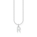 Thomas Sabo Basics Silver necklace with letter pendant R and white zirconia