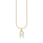 Thomas Sabo Basics Gold-plated necklace with letter pendant R and white zirconia